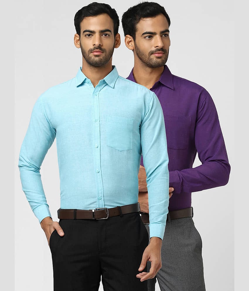 DESHBANDHU DBK 100% Cotton Regular Fit Solids Men's Casual Shirt - Multi ( Pack of 2 )