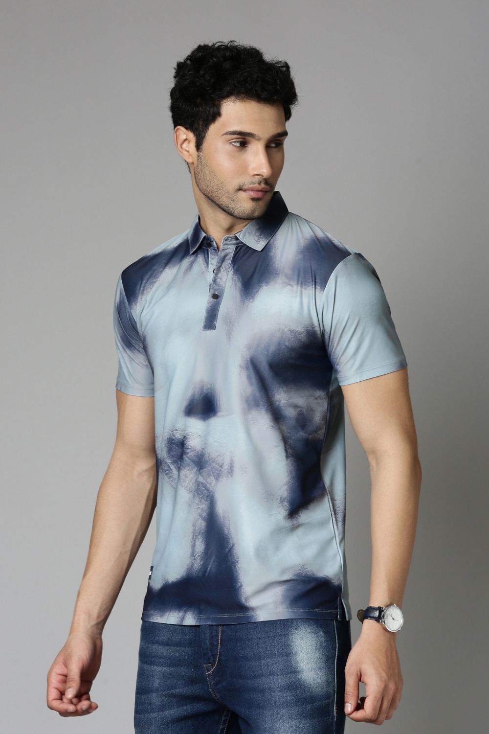 Sea-Foam Printed Polo T-Shirt-M