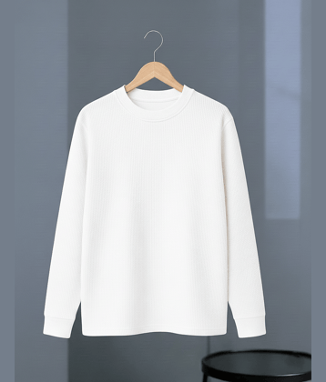 Try This Cotton Blend Round Neck Men's Sweatshirt - White ( Pack of 1 )