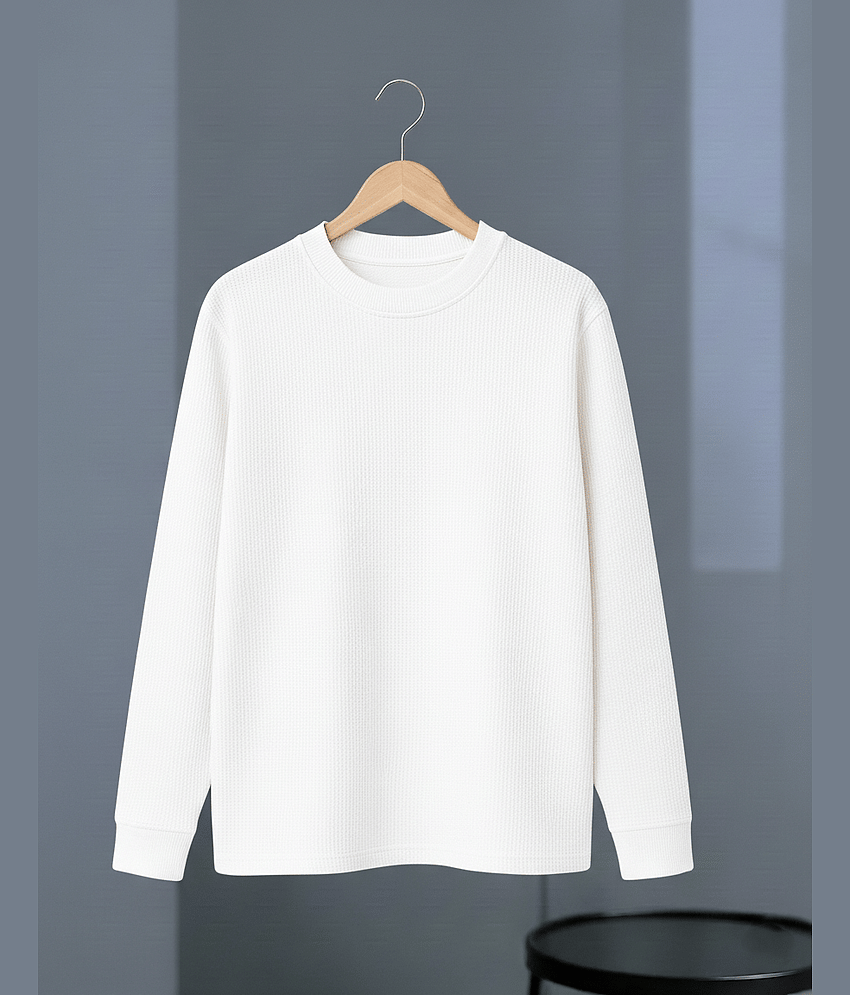 Try This Cotton Blend Round Neck Men's Sweatshirt - White ( Pack of 1 )