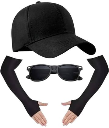 THRIFTKART Pack of 1 Cotton Blend Men's Cap ( Black )