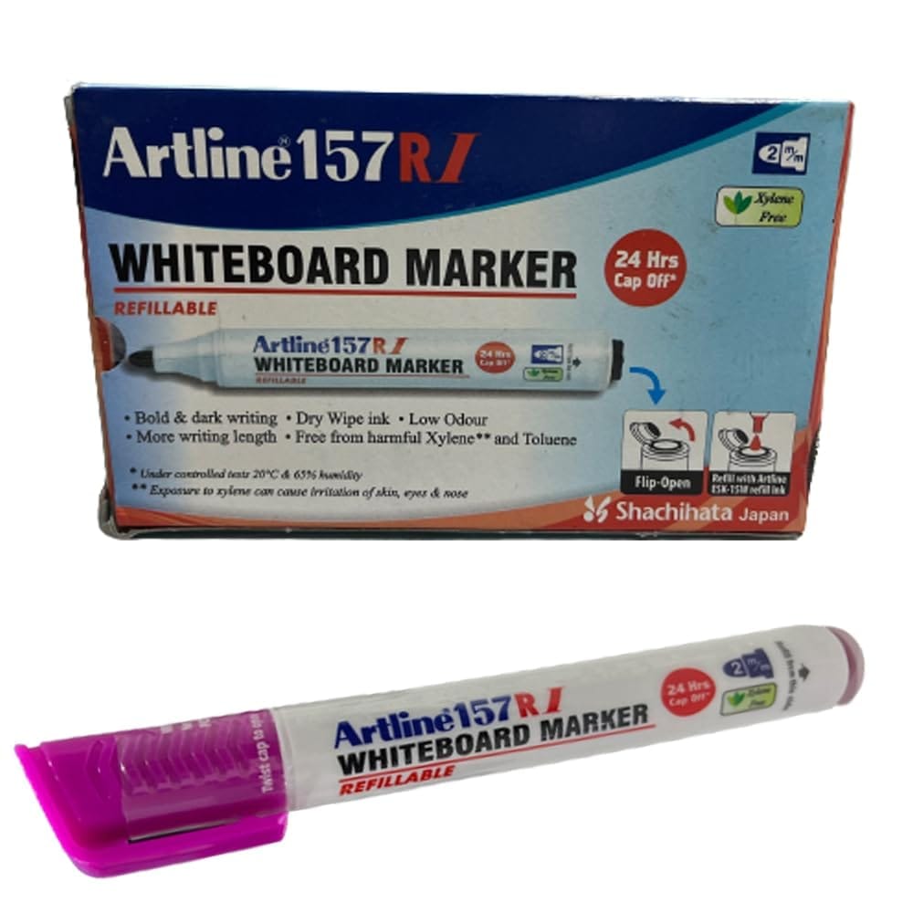 Artline 157RI Whiteboard Marker Pack of 10 (Pink Colours) | For Presentations, Classrooms, & Meetings