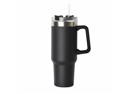 Insulated Tumbler with Handle and Straw, Double Walled Vacuum, Stainless Steel, BPA Free, Keeps Hot and Cold
