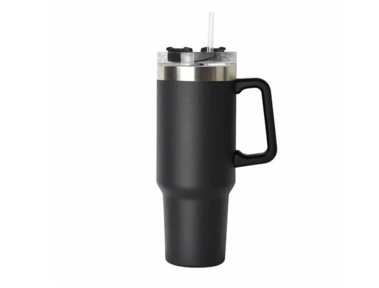 Insulated Tumbler with Handle and Straw, Double Walled Vacuum, Stainless Steel, BPA Free, Keeps Hot and Cold