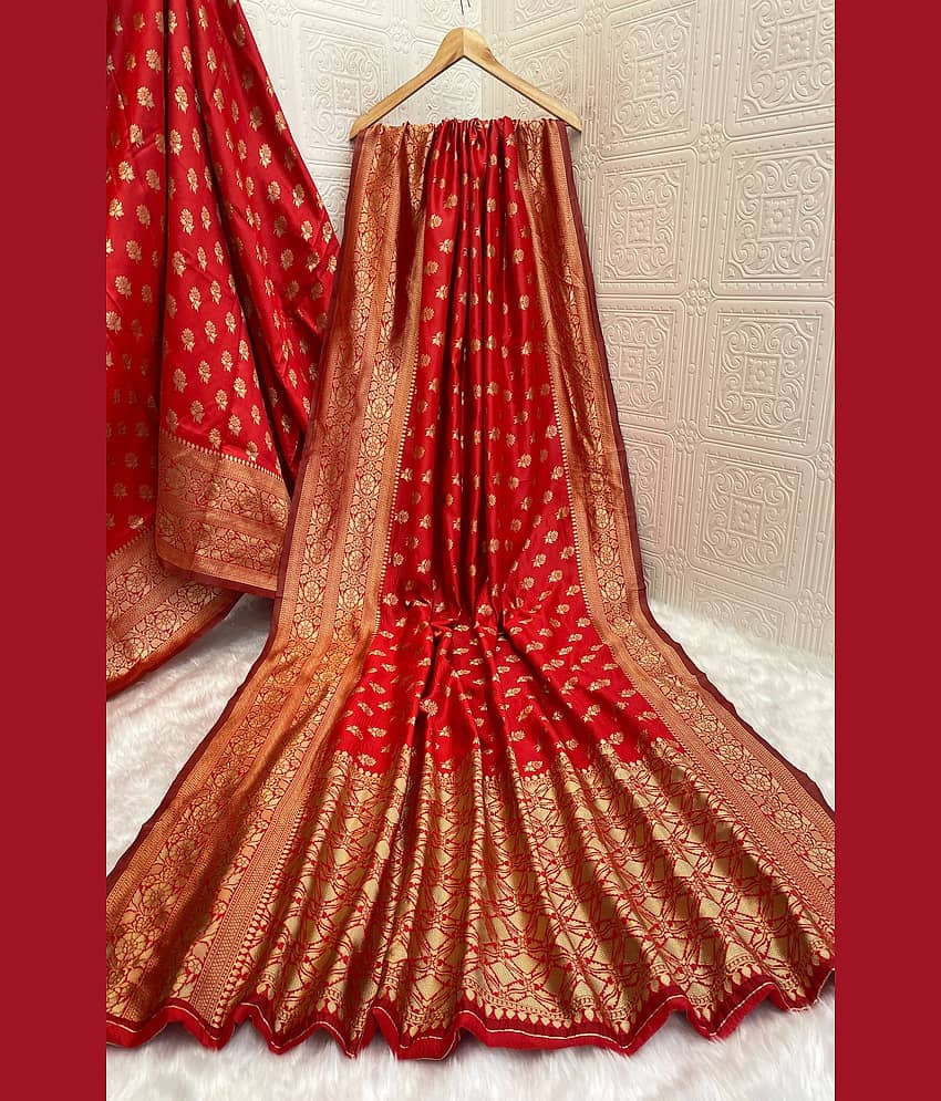 fab woven Art Silk Woven Kanjeevaram Sarees With Unstitched Blouse Piece ( Wine )