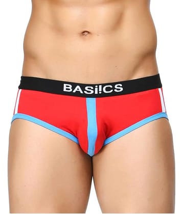 BASIICS By La Intimo Pack of 1 Cotton Blend Briefs For Men's ( Red )