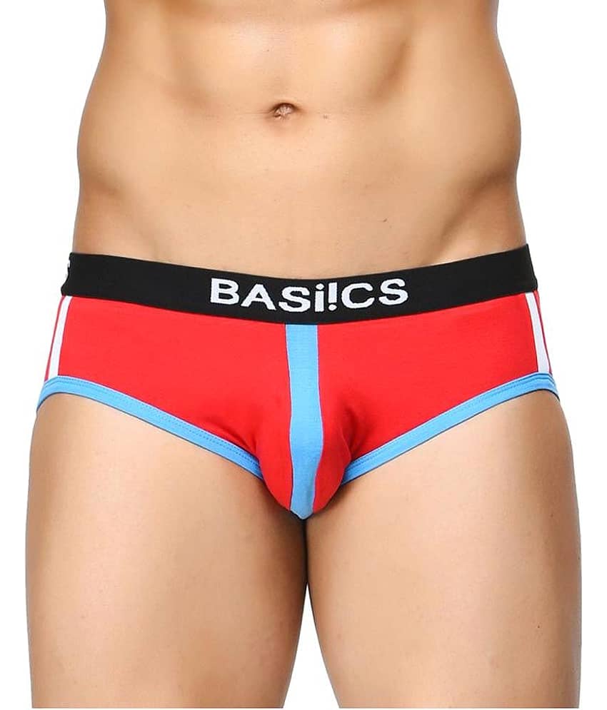 BASIICS By La Intimo Pack of 1 Cotton Blend Briefs For Men's ( Red )