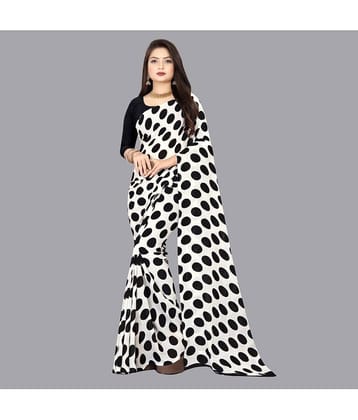 ANAND SAREES Georgette Printed Saree With Unstitched Blouse Piece ( Black )