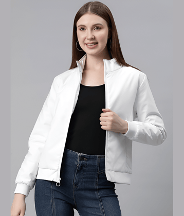 PLUS PARADISE Women Bomber Jacket ( White )