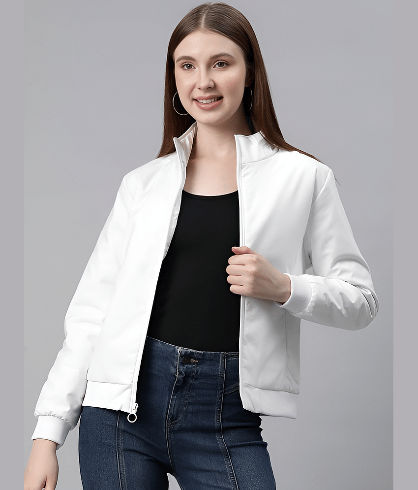 PLUS PARADISE Women Bomber Jacket ( White )