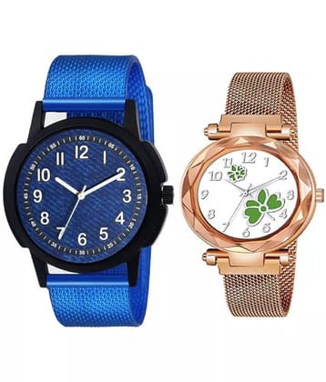 newmen - Blue PU Analog Couples Watch