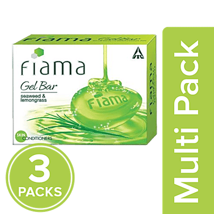 Fiama Gel Bar - Seaweed & Lemongrass Clear Spring (Pack of 3, 125 g each), 2x375 g (Multipack)