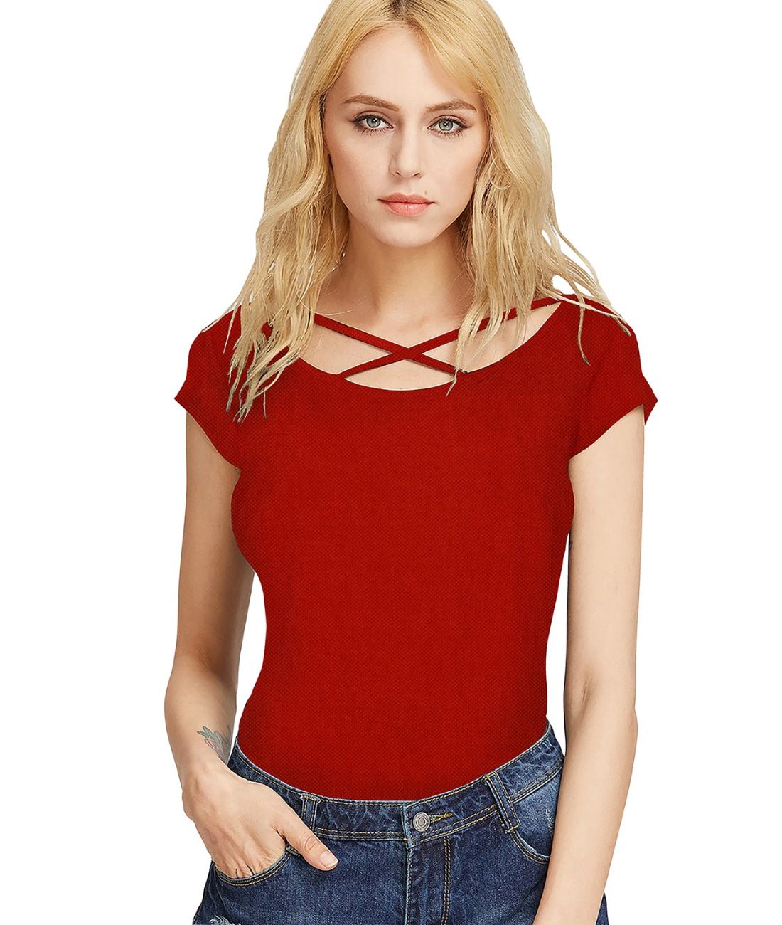 Women's Western Wear Hosiery T Shirts S (Red)