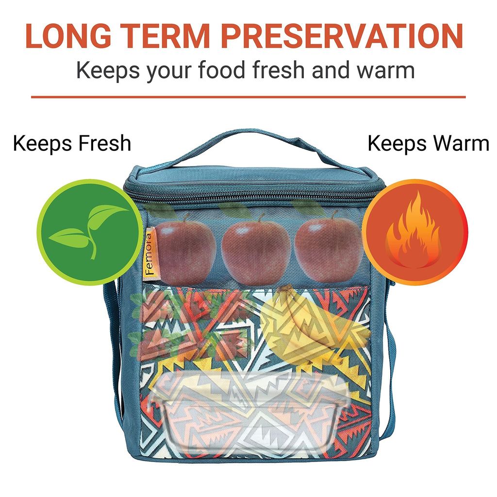 Femora Borosilicate Glass Microwave Safe Rectangle Container Multipurpose Lunch Box for Office, Blue, 400 ml (3 Container-Black)