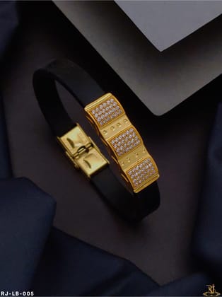 Micro Gold Plated with Diamond Artisanal Design Bracelet for Men -LB-005-Fixed