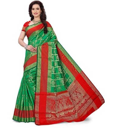 Women's Jacquard Woven Saree With Unstitched Blouse 5.5Mtr (Green)-PID54503 Women's Jacquard Woven Saree With Unstitched Blouse 5.5Mtr (Green)-PID54503