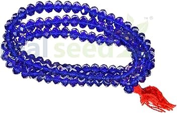 REAL SEED  8MM 108 Deep Blue Beads Buddhist Prayer Mala, Necklace for Meditation, Reiki Japa Mala