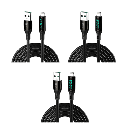 Walta Elite Real Plus Pro Advance USB to iPhone 1mtr Charging Cable - Black (Pack of 3)