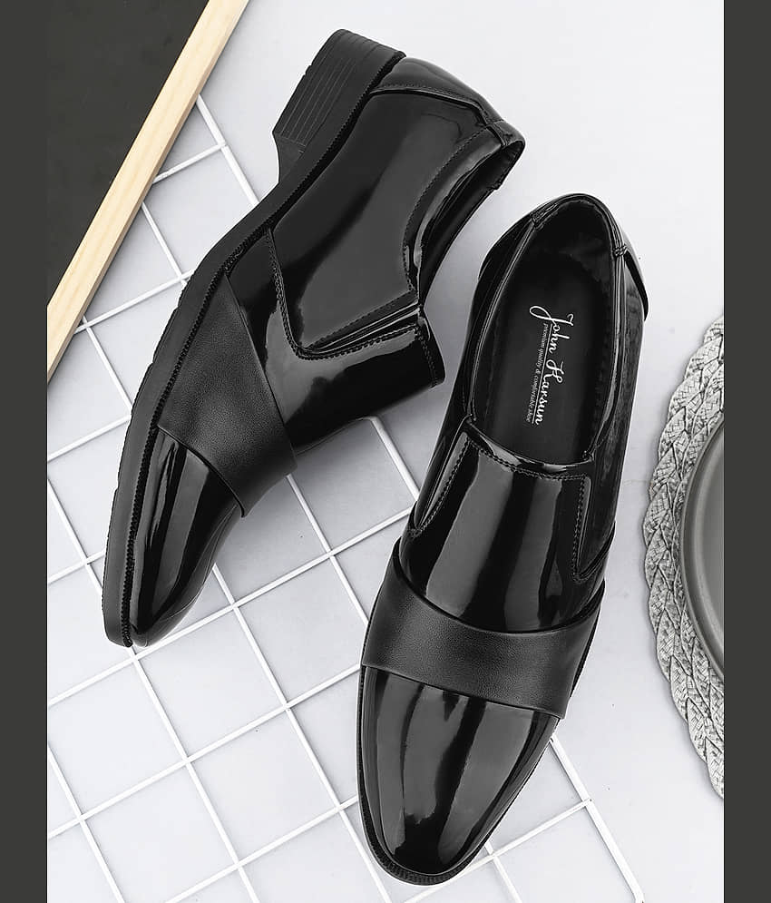 John Karsun Black Men's Slip On Formal Shoes