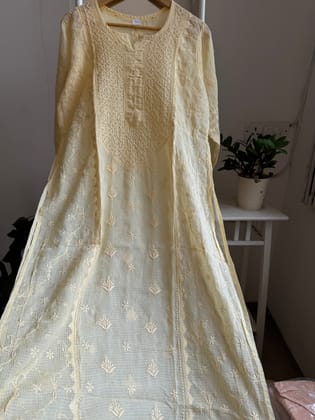 Kota Soft Cotton Chikankari Kurti - Cream Yellow - TARA Collection-Cream Yellow / cotton / S