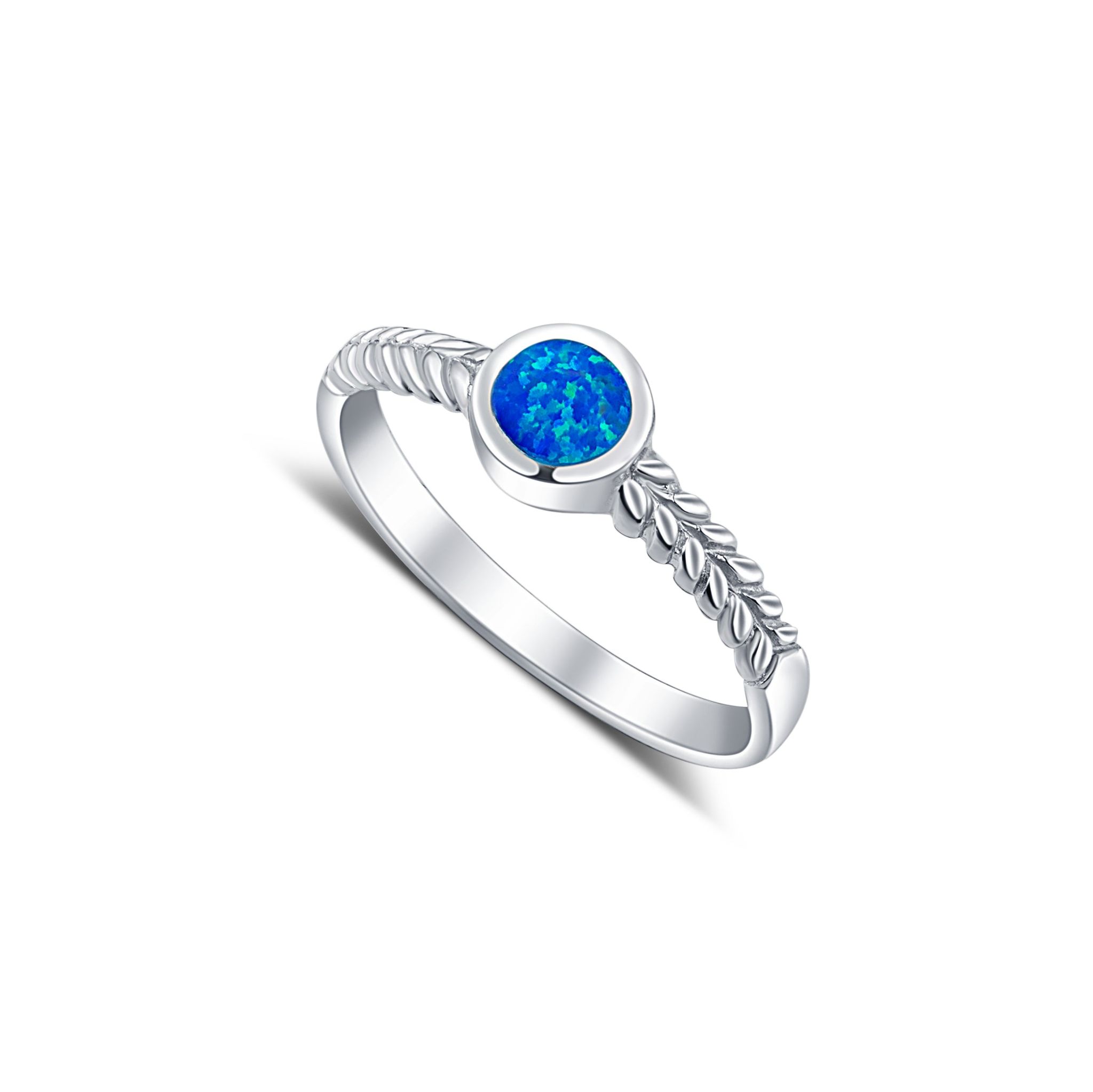 Leafy Affair Sterling silver Ring- Blue Opal-8.5