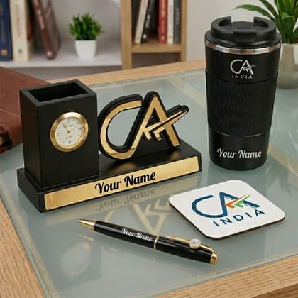Personalized CA India Gift Combo with Pen Stand Tumbler