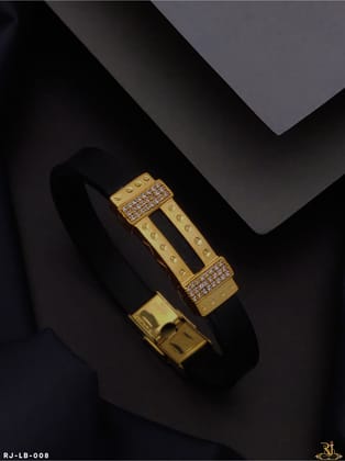 Micro Gold Plated with Diamond Magnificent Design Bracelet for Men -LB-008-Fixed