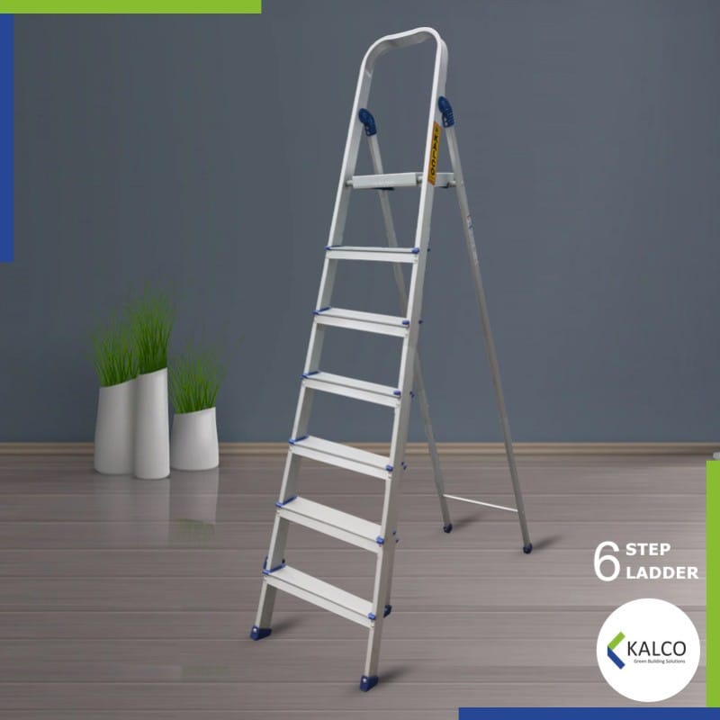 6 Step Baby Aluminium Ladder, Foldable and Flat Steps, Top handle and Top Metal Plate (Model: K-7026 in Lite)