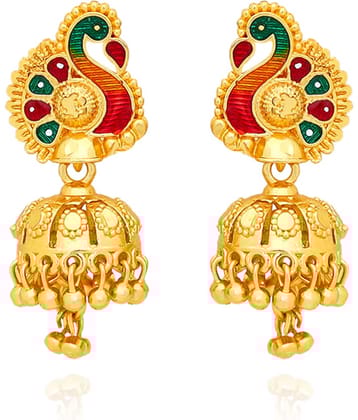 LUV FASHION Golden Jhumki Earrings ( Pack of 1 )
