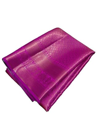 Women's Copper Zari Kanjivaram Silk Saree With Blouse Piece