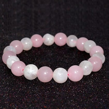 Rose Quartz & Moonstone Bracelet  8mm Round Beads | Calming & Love Energy