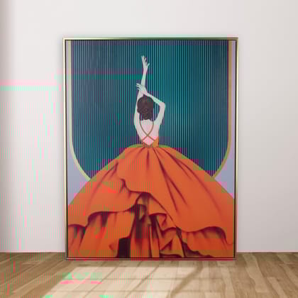 FASHION LADY IN GOWN-BLACK FRAME