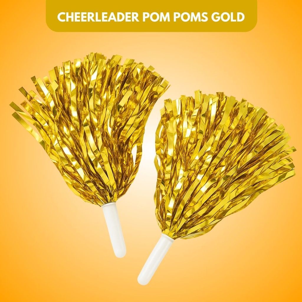 Cheerleader Pom Poms Gold - Party and Festive Needs | Buy online on ZillyBuy