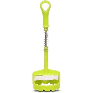 Steel Potato Masher with Handle, Vegetable Fruit Crusher Automatic Press Type Strong Potatoes Smasher (GREEN)