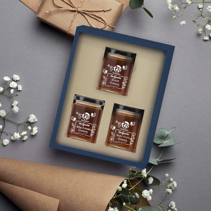 Foodsbay Pure Organic Honey Gift Set - Pack of Organic Raw, Wild Forest and Multi Flora Honey. Collected from Hives of Giant Himalayan Bees. No Artificial Flavour, Sugar. 100% Natural (325 gm x 3)