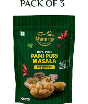 MANPRAS PANI PURI MASALA 100GM [ PACK OF 3 ] Masala 300 gm