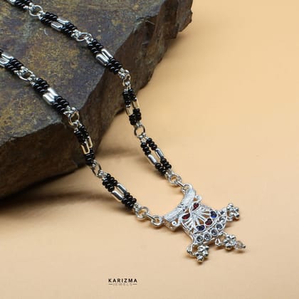 Real Sterling Silver Indian designer Black Beads Mangalsutra women chain for wife