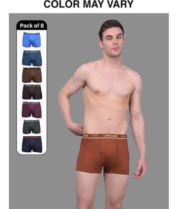 Dollar Lehar Mens Combed Cotton Trunk - Pack of 8 - (Colour May Vary)