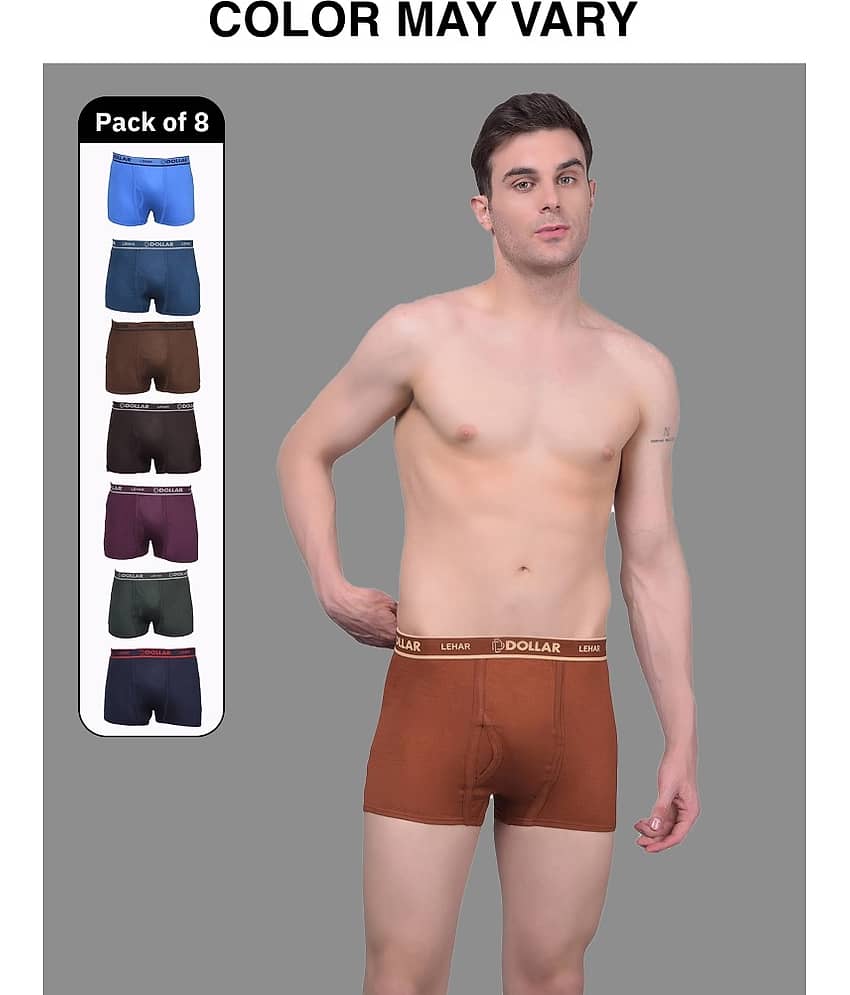 Dollar Lehar Mens Combed Cotton Trunk - Pack of 8 - (Colour May Vary)