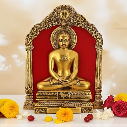 Aluminium Lord Mahaveer Ji Statue � Jain Tirthankar Idol for Home & Temple Decor, Height : 8.7 Inch (ASMAS462 G)