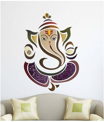 HAPPYSTICKY Vinayagar Lord Ganesha PVC Multicolour Wall Sticker - Pack of 1