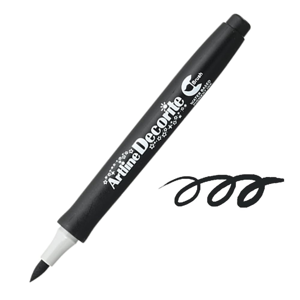 Artline Decorite Metallic Brush Marker Pack of 12 (Black Colours) | Popular Choice For Artists And Crafters