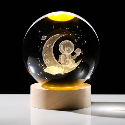 3D Crystal Moon Astranaut Lamp