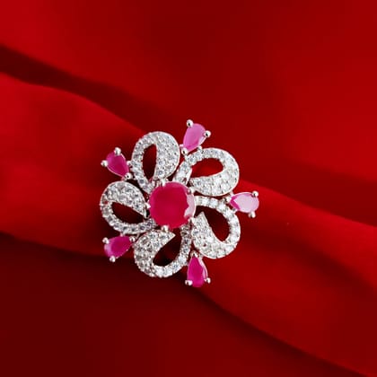 Luminescent Beauty Rhodium Ring-Red-White / Rhodium