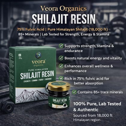Veora Organics Shilajit Resin & Moringa Powder Combo | Pure Himalayan Shilajit (20g) with Natural Moringa Powder (200g) | Ayurvedic Energy, Strength & Stamina Support | Nutrient-Rich Herbal Superfood Combo