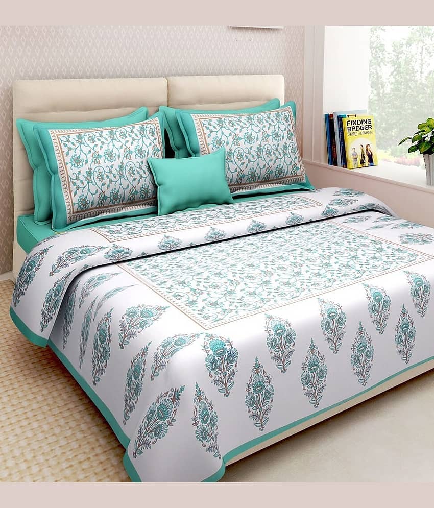 PETROSOLY Cotton 1 Double Queen Bedsheet with 2 Pillow Covers ( White )