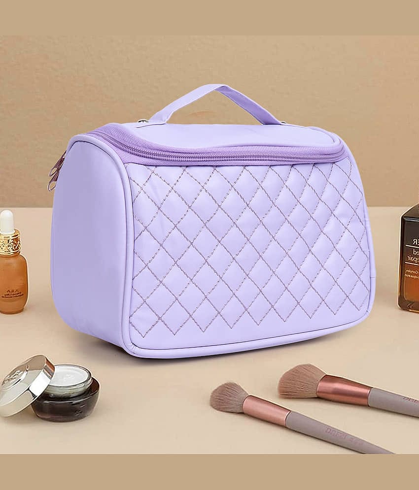 ASTUTE Quilted U Shape Travel Cosmetic Pouch - Lavender