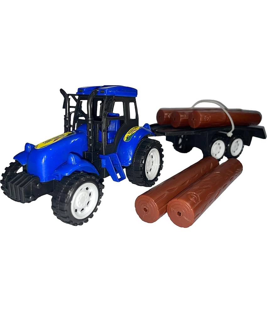 Wood Loading Friction Tractor Trolley Toy For Kids - Multicolor
