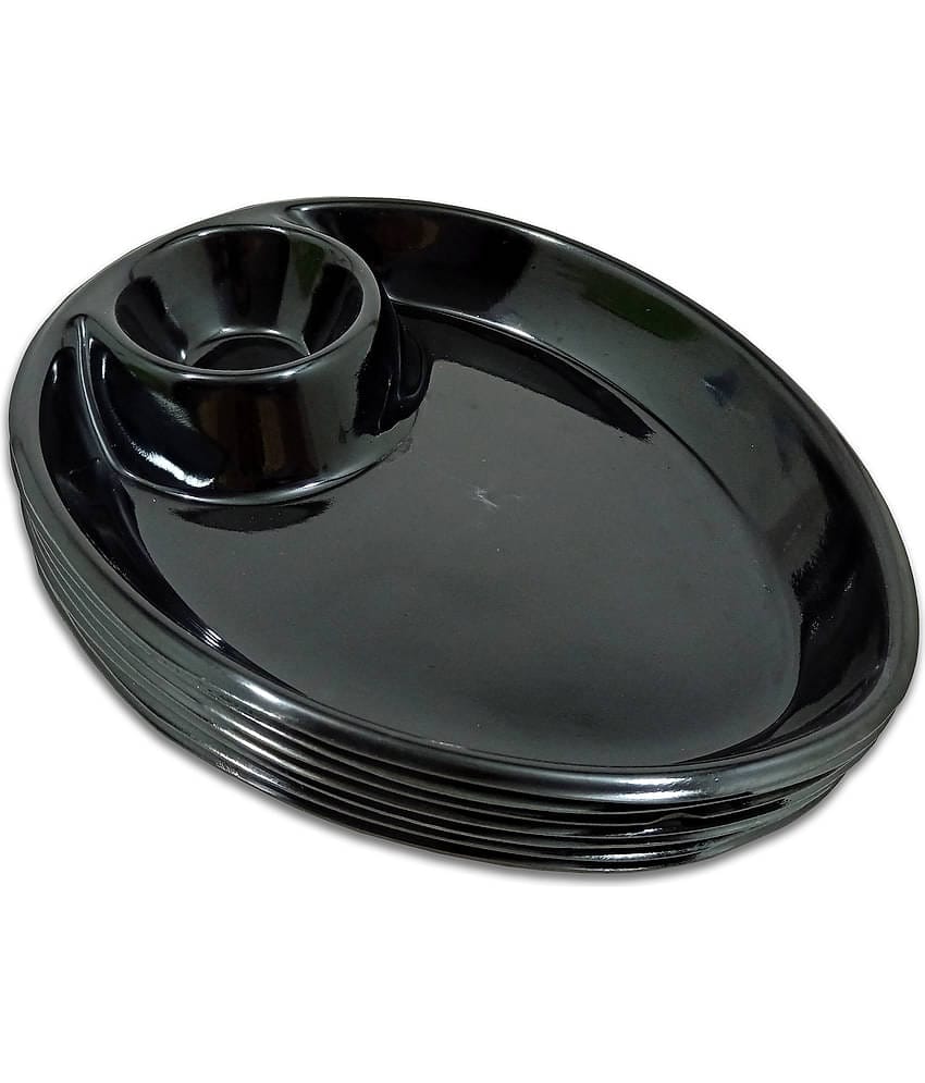 Inpro 6 Pcs Melamine Black Quarter Plate