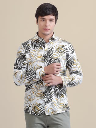 Men'S Botanical Print Premium Rayon Shirt-S-38